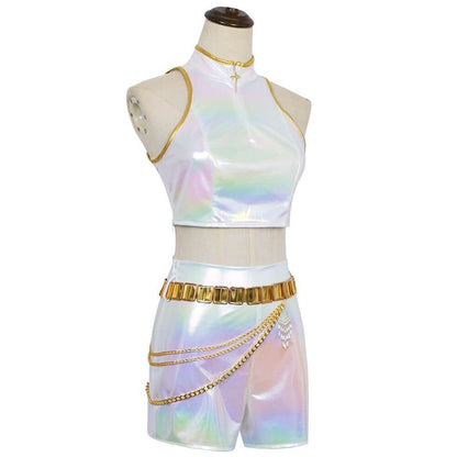 KPop Rumi Costume Shinny PU Leather "What It Sound Like" Rumi Cosplay Outfit