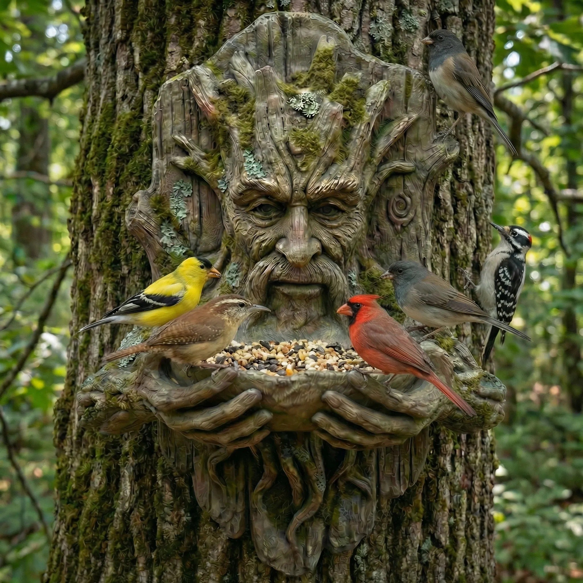 The Quiet Offering A Tree-Integrated Bird Feeding Sculpture