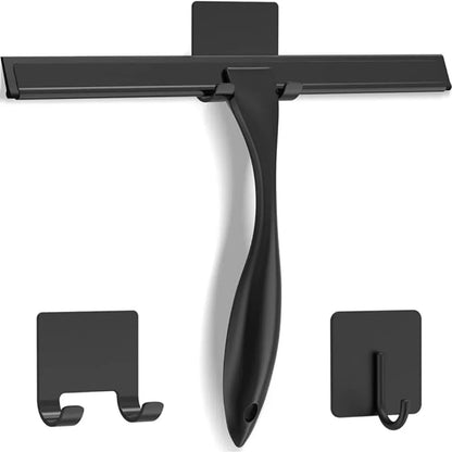 Stainless Steel Shower Squeegee With Hooks For Glass And Tiles