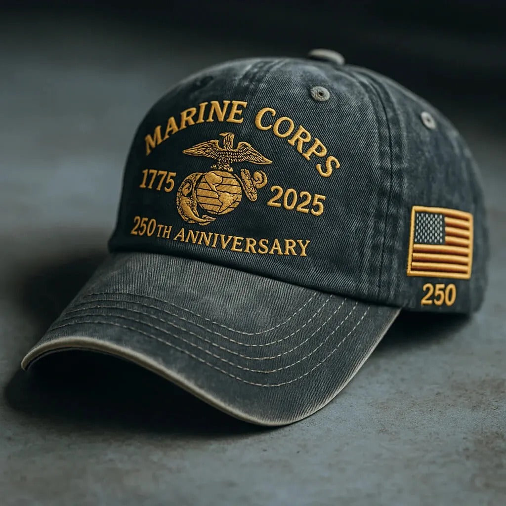 USMC 250th Anniversary Cap – Limited Edition Marine Corps Hat, Patriotic Military Gear