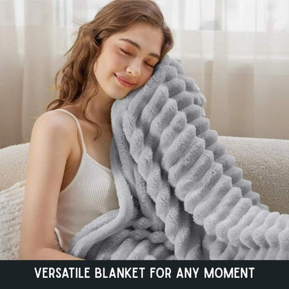 CloudStripe Faux Fur Weighted Blanket