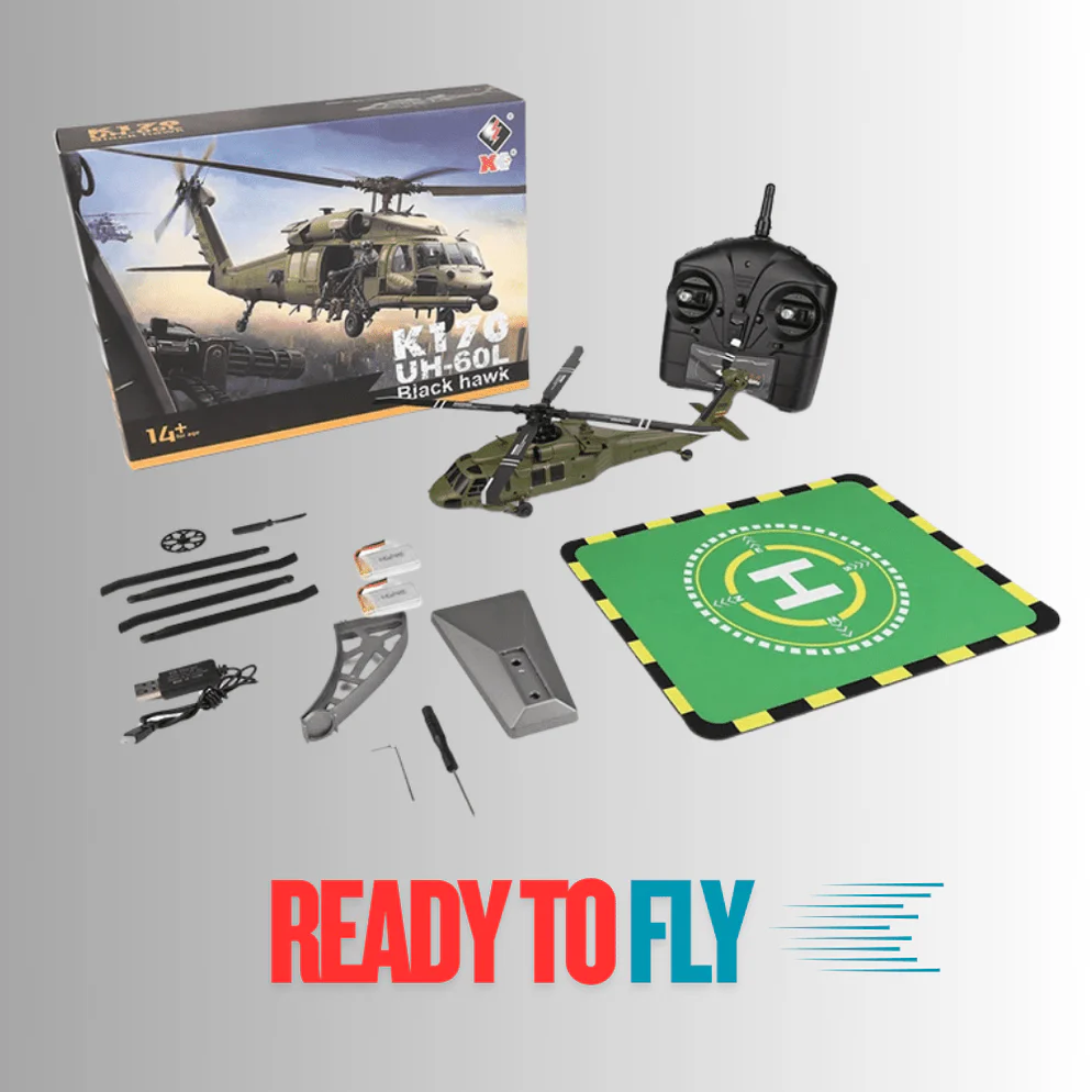 Blackhawk: Brushless 4CH Military RC Helicopter with Gyro and Dual Batteries