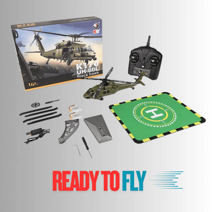 Blackhawk: Brushless 4CH Military RC Helicopter with Gyro and Dual Batteries