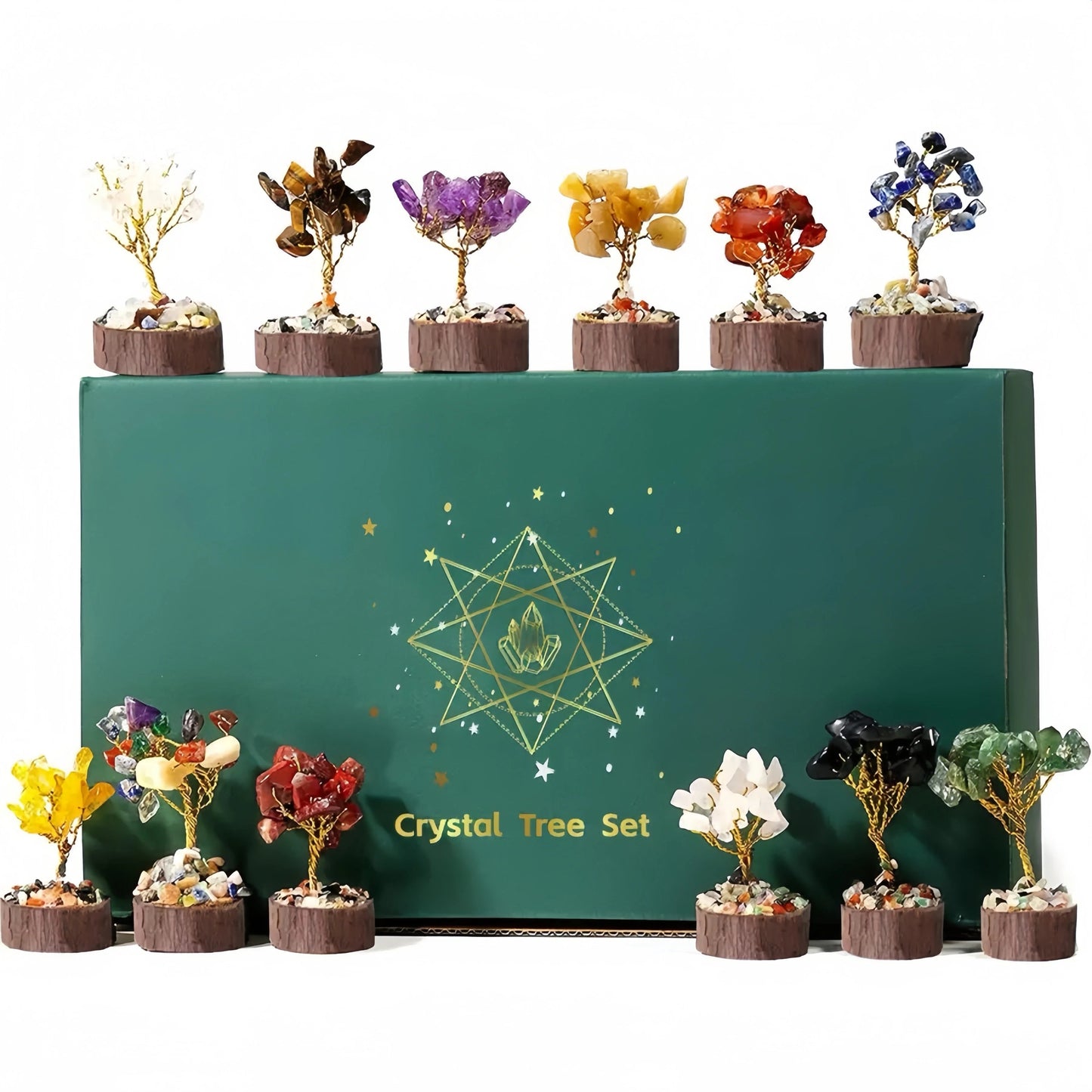 12 Mini Crystal Tree Set｜Feng Shui Gemstones for Energy Healing