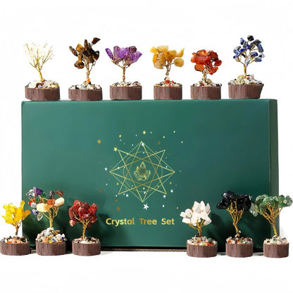 12 Mini Crystal Tree Set｜Feng Shui Gemstones for Energy Healing