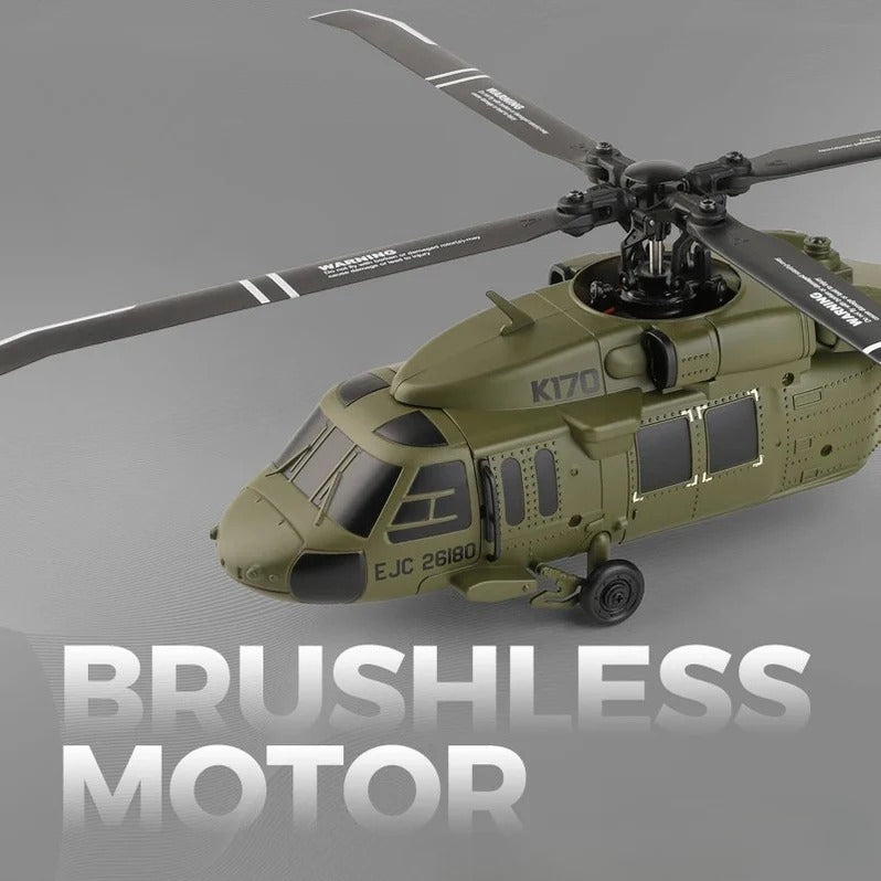 Blackhawk: Brushless 4CH Military RC Helicopter with Gyro and Dual Batteries