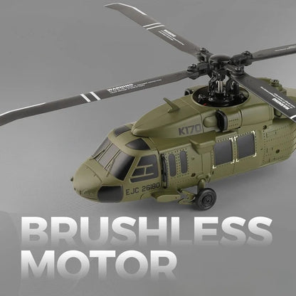 Blackhawk: Brushless 4CH Military RC Helicopter with Gyro and Dual Batteries