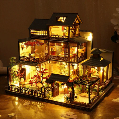 Large Realistic Wooden Doll House With LED Lights