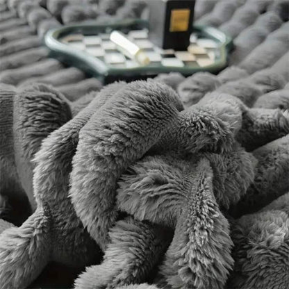 CloudStripe Faux Fur Weighted Blanket