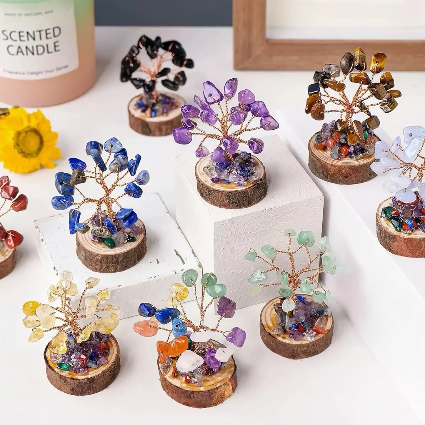 12 Mini Crystal Tree Set｜Feng Shui Gemstones for Energy Healing