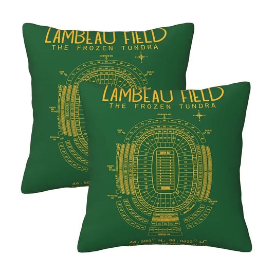 Green Bay Packers Lambeau Field Stadium Square Pillowcase Set with Zip Closure (2 Pieces)