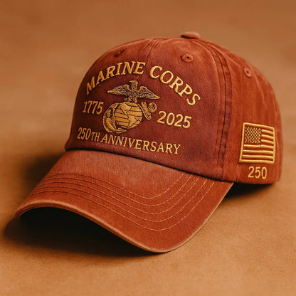 USMC 250th Anniversary Cap – Limited Edition Marine Corps Hat, Patriotic Military Gear