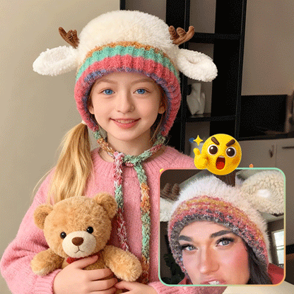 Cute Antler Plush Beanie