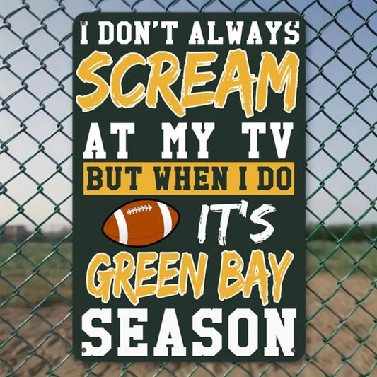 Green Bay Packers Aluminium Wall Sign, 8 × 12 Inch Metal Décor for Home, Garage, or Office