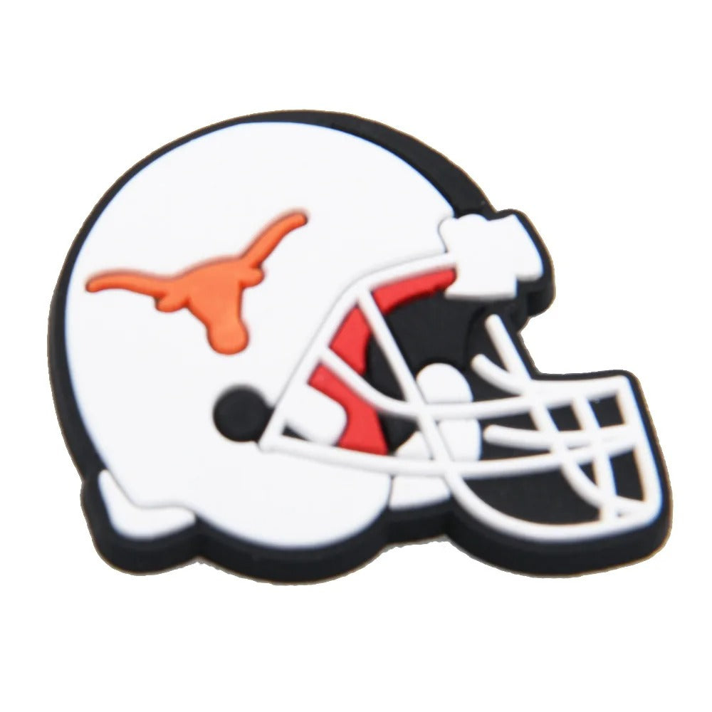 University of Hookem Texas College Sports Shoe Charms – 10pcs PVC Pins for Clogs, Backpacks & Wristbands