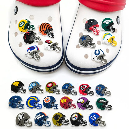 27 NFL Rugby  Helmets  Croc Charms Set – PVC Sports Charms for Clogs, Slides & Sandals