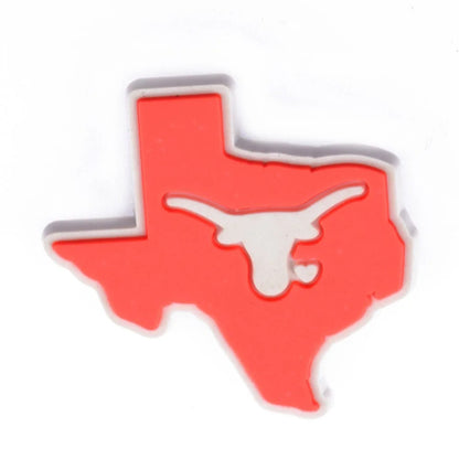 University of Hookem Texas College Sports Shoe Charms – 10pcs PVC Pins for Clogs, Backpacks & Wristbands