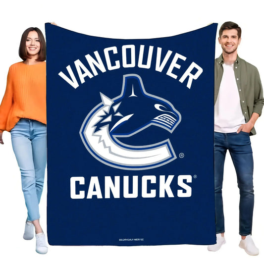 Vancouver Canucks Logo Large Blue Blanket – Cozy Throw for Home Sports Fans, Bed and Sofa Cover, Hockey Gift