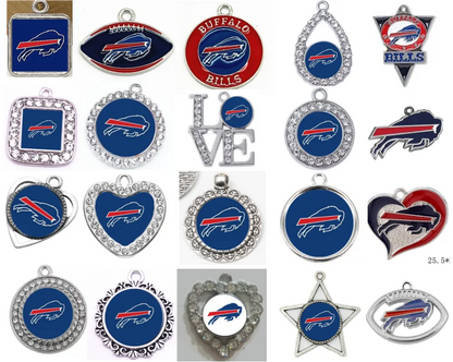 20-Piece Sports Dangle Charms Set – Football, Rugby & Buffalo Bills City Designs for DIY Jewelry