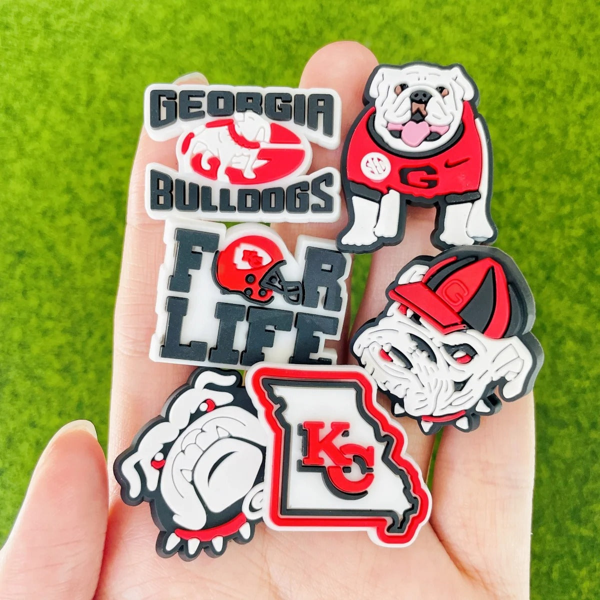 6-Piece  Georgia Bulldogs Football Shoe Charms Set – Sport-Themed PVC Accessories for Clogs, Bracelets & Wristbands