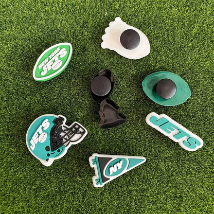7pcs New york Jets Football Shoe Charms for Clog Sandals – Sports Team Accessories for Birthday Party Gifts