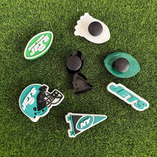 7pcs New york Jets Football Shoe Charms for Clog Sandals – Sports Team Accessories for Birthday Party Gifts