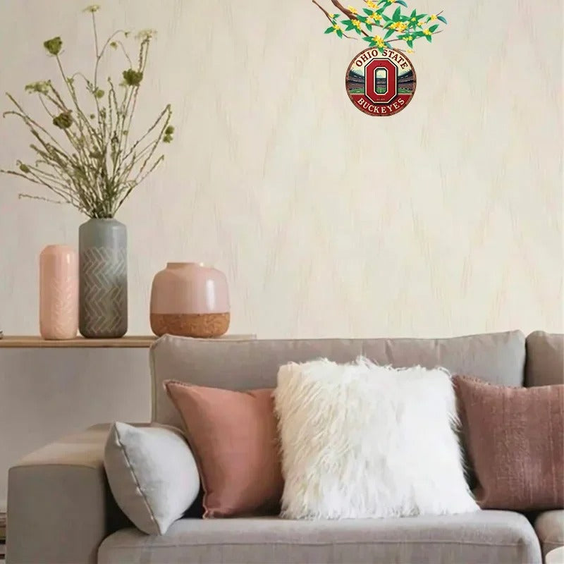Ohio State Buckeyes Wall Decor – 2D Round Aluminum Metal Sign for Home & Living Spaces