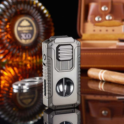 5-in-1 Refillable Cigar Torch Lighter with Cutter