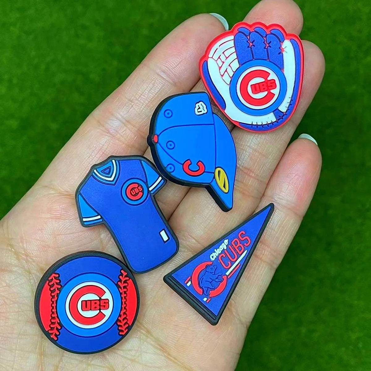 10 Pcs Chicago Cubs Baseball Themed Shoe Charms – Fun Accessories for Clogs and Shoes, Party Favour for Adults