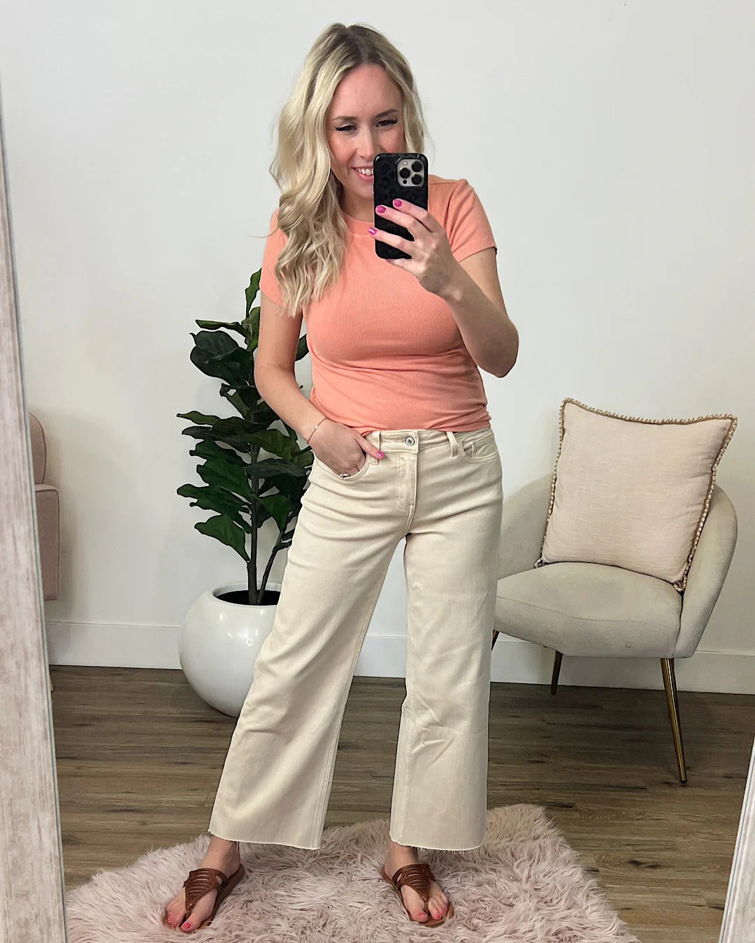 Vervet | Skye Raw-Hem High-Rise Wide Leg