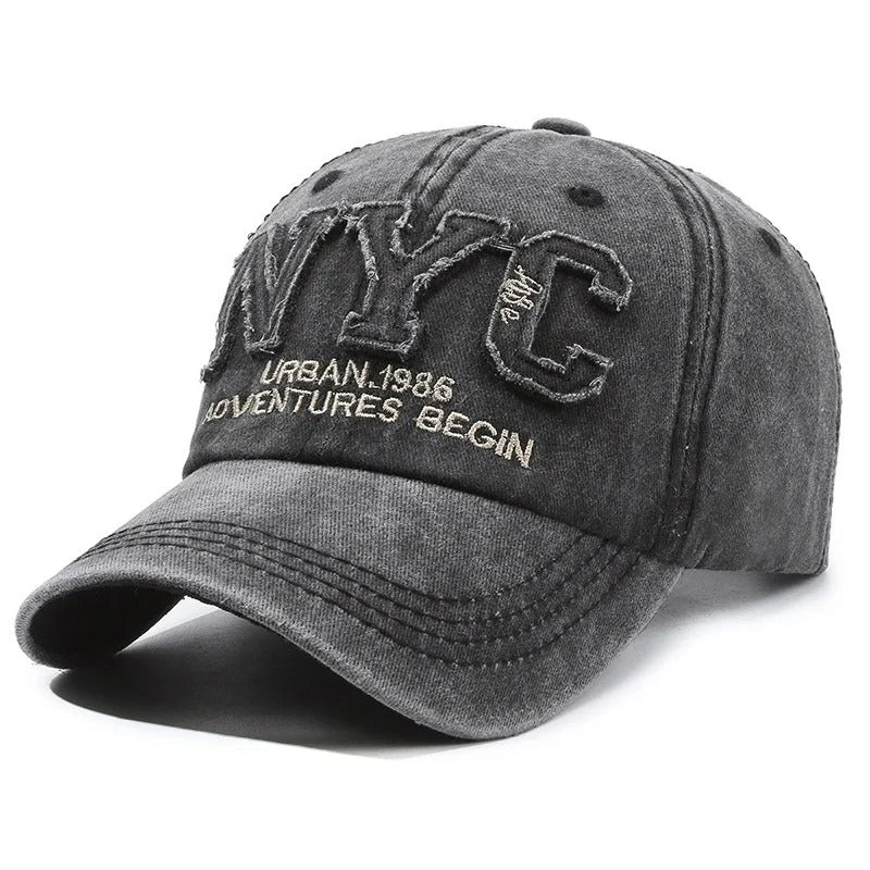 Adjustable Black Baseball Cap with “NYC” Embroidery for Daily Sun Coverage