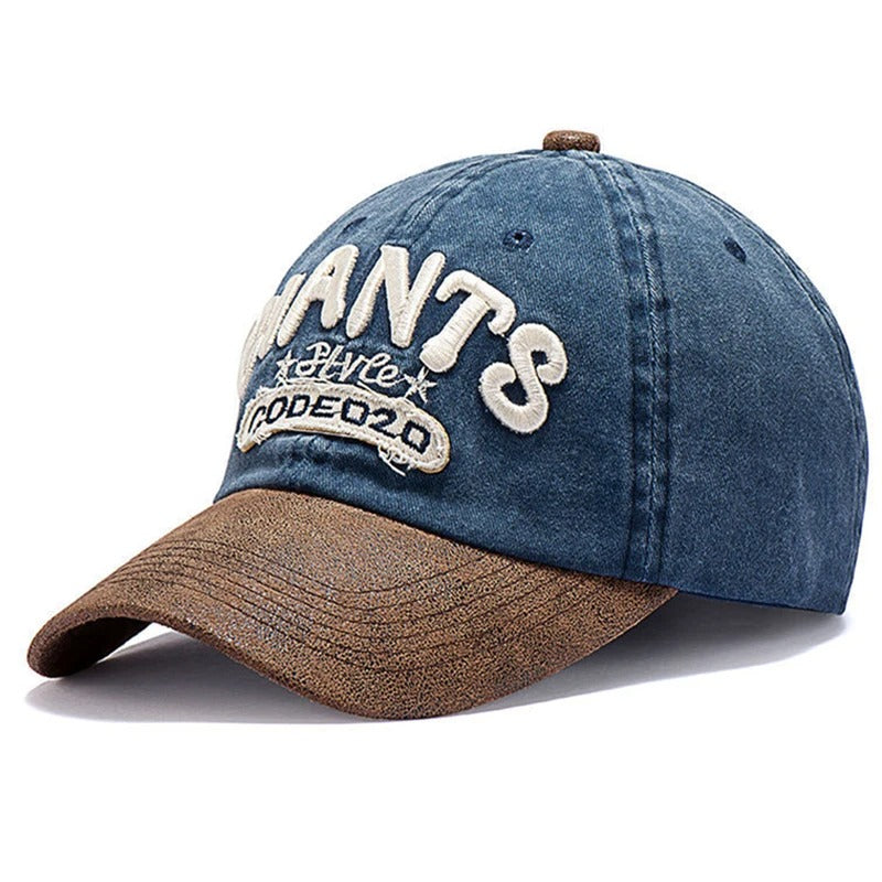 Unisex Washed Cotton Baseball Cap with GIANTS Letter Embroidery – Adjustable Casual Hat for Everyday Wear