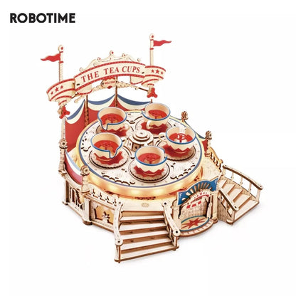ROKR Amusement Park Series Tilt-A-Whirl Teacup 3D Wooden Puzzle Building Kit
