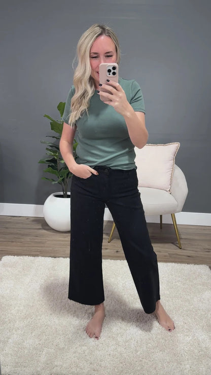 Vervet | Skye Raw-Hem High-Rise Wide Leg