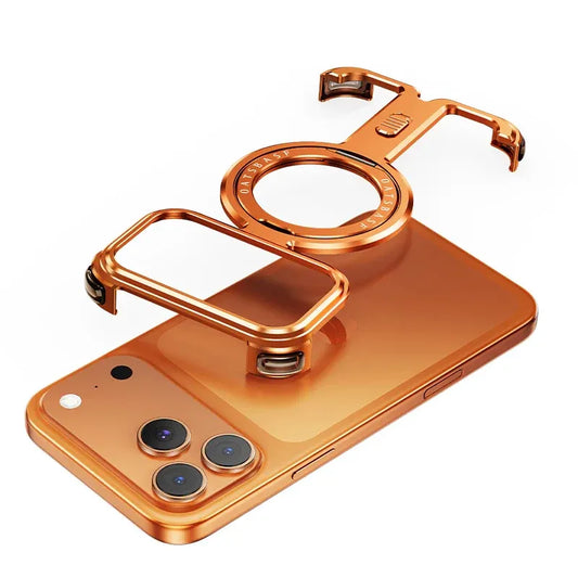 Luxury aluminum alloy case with a 360-degree rotating frame