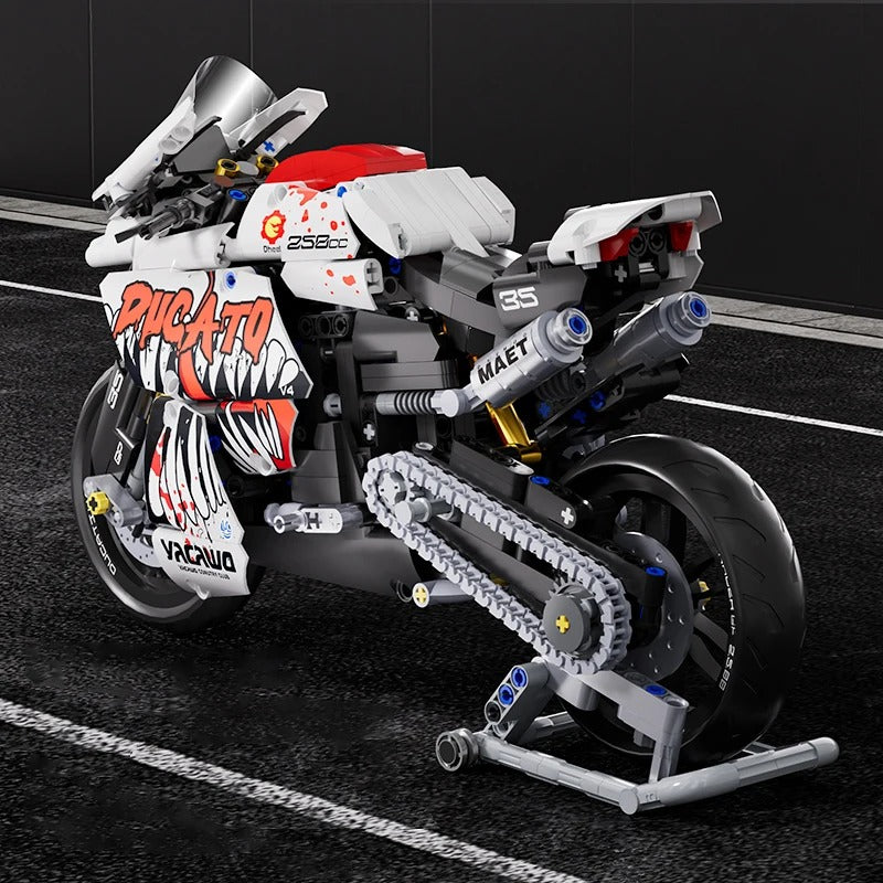 Technical V4 Motorcycle Building Blocks Set – Super Motorbike Model Kit for Kids, Racing Bricks Toy Gift