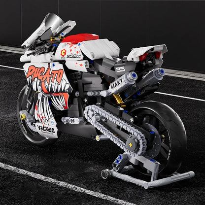 Technical V4 Motorcycle Building Blocks Set – Super Motorbike Model Kit for Kids, Racing Bricks Toy Gift