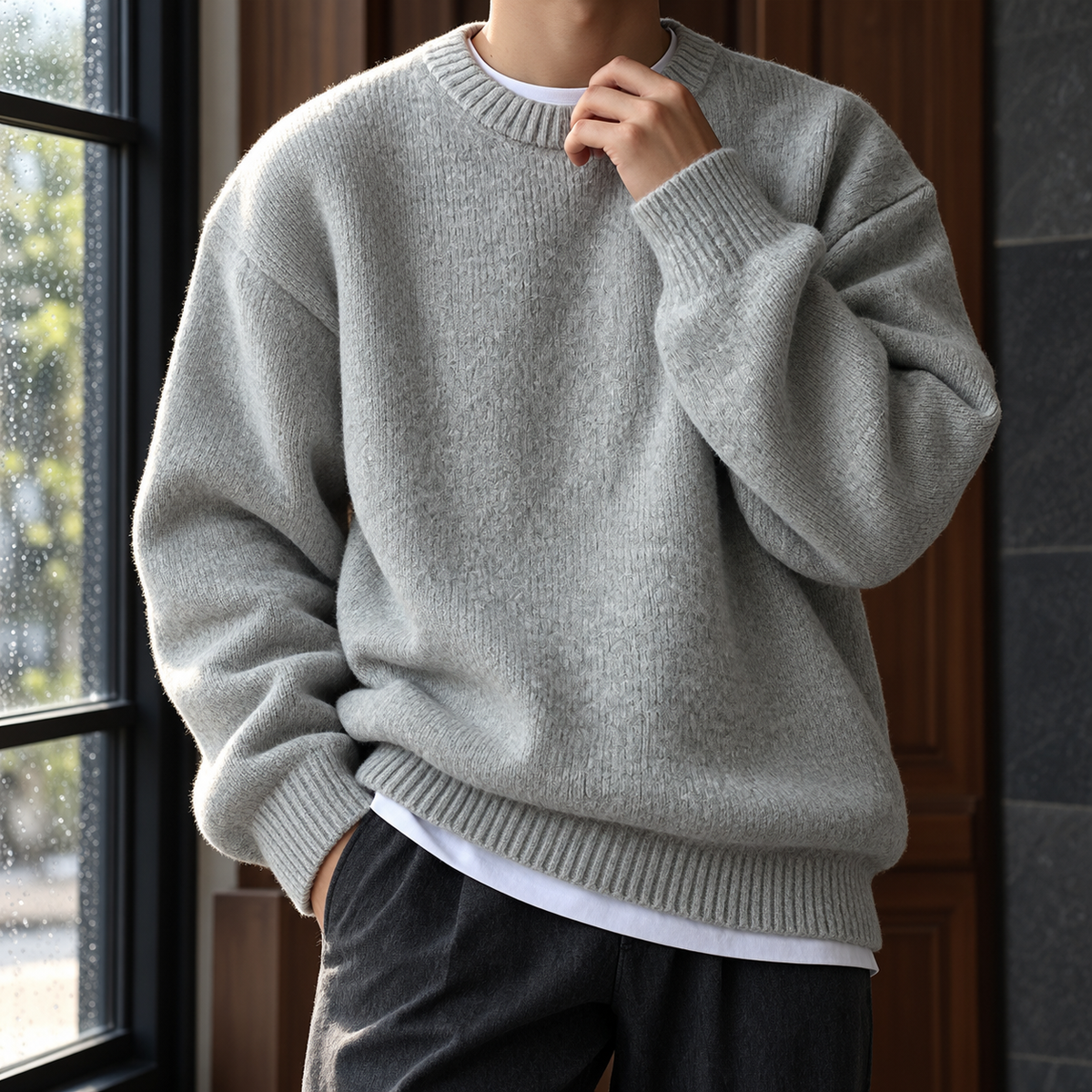 Aaron | Textured Crewneck Sweater