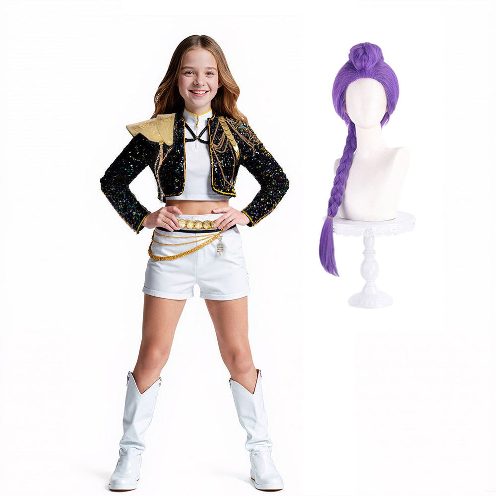 Kids & Adult KPop Rumi Golden Deluxe Costume 4-Piece Performance Cosplay Outfit Full Set