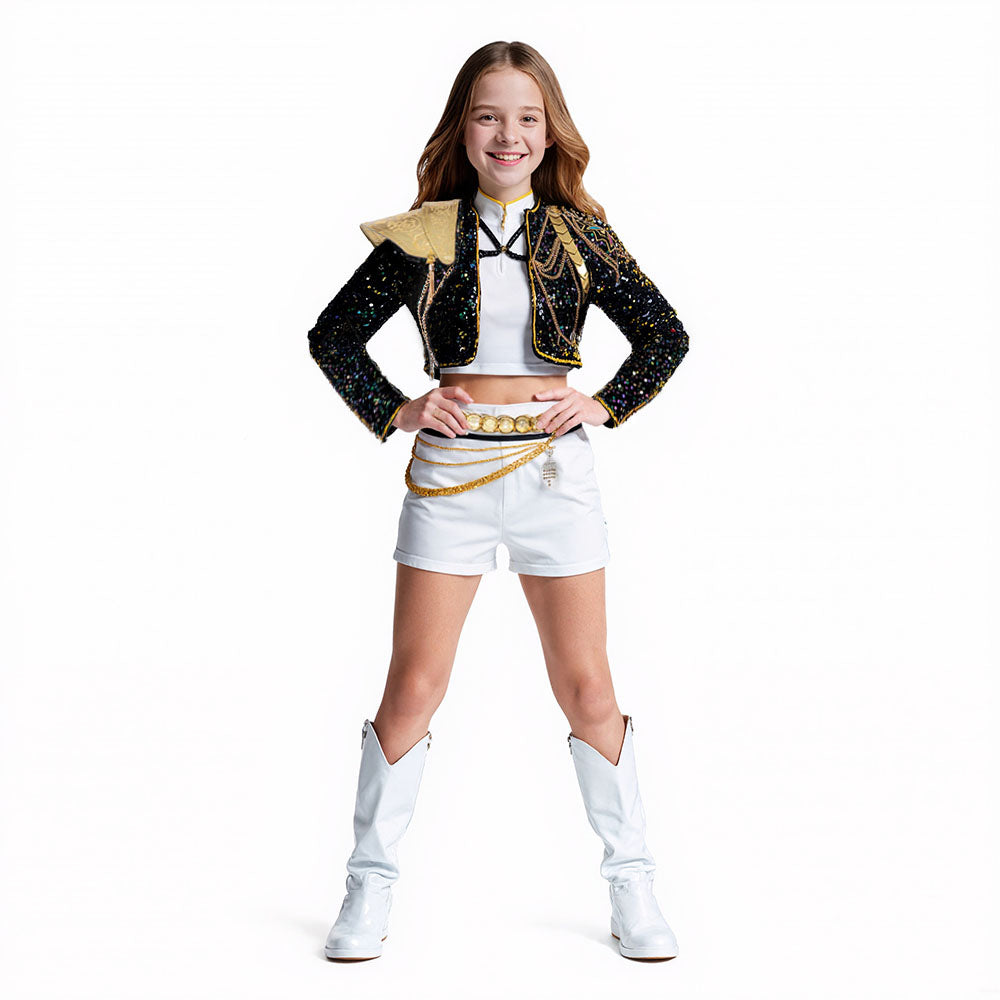 Kids & Adult KPop Rumi Golden Deluxe Costume 4-Piece Performance Cosplay Outfit Full Set