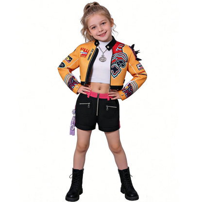 KPop Rumi 6-Piece Costume Deluxe Rumi Cosplay Yellow Jacket Shorts Full Set