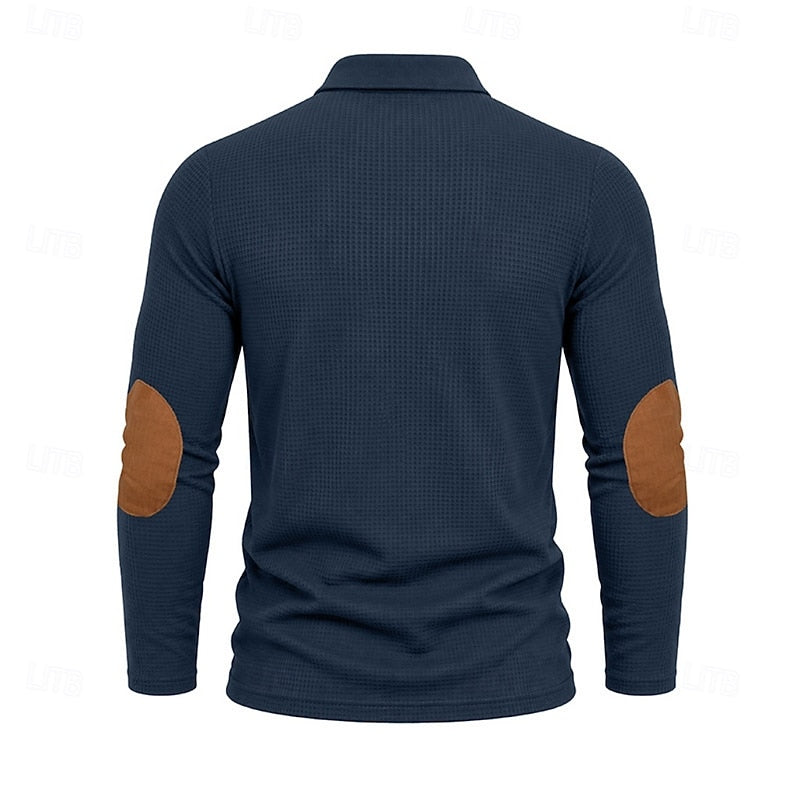 Sutton | Waffle Knit Long Sleeve Polo