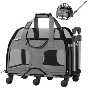 Luxury Rider™ Pet Carrier with Removable Wheels and Telescopic Handle