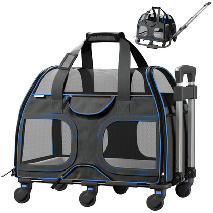 Luxury Rider™ Pet Carrier with Removable Wheels and Telescopic Handle