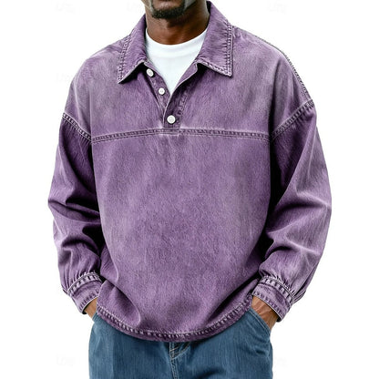 Gabriel | Washed Long Sleeve Polo Shirt