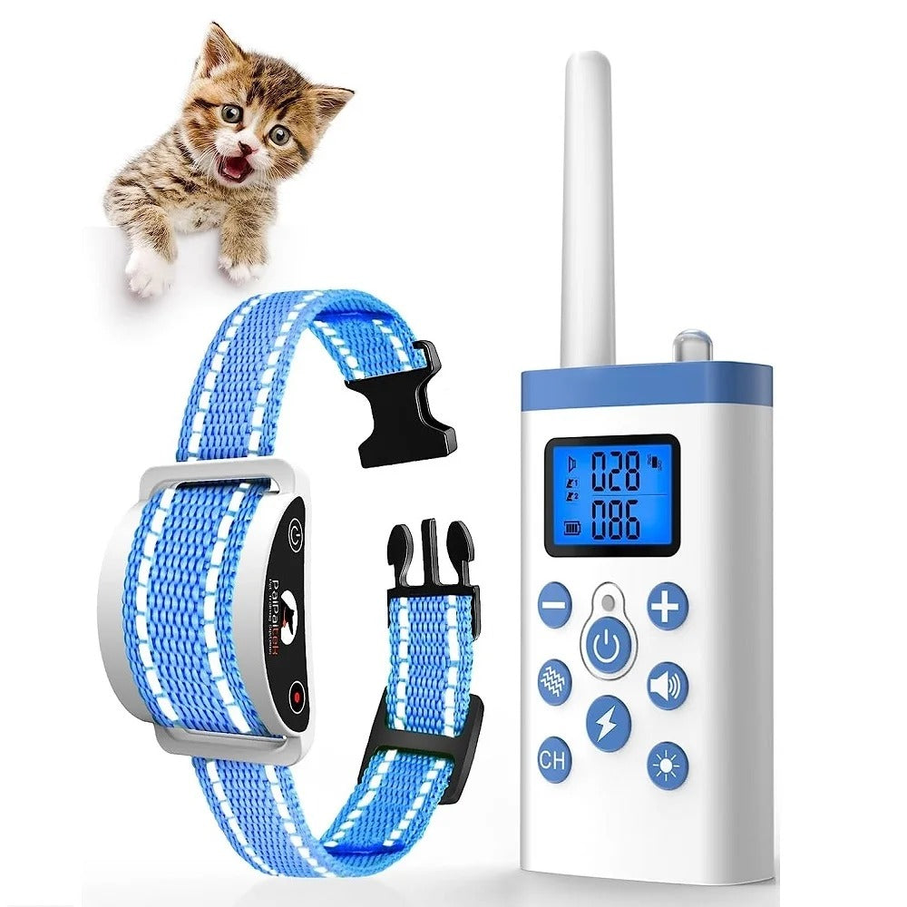 Cat Shock Collar with Remote, Cat Training Collar for Cat Stop Meowing, Cat Meow Collar with 2 Modes Remote Training and Auto Anti-Meow