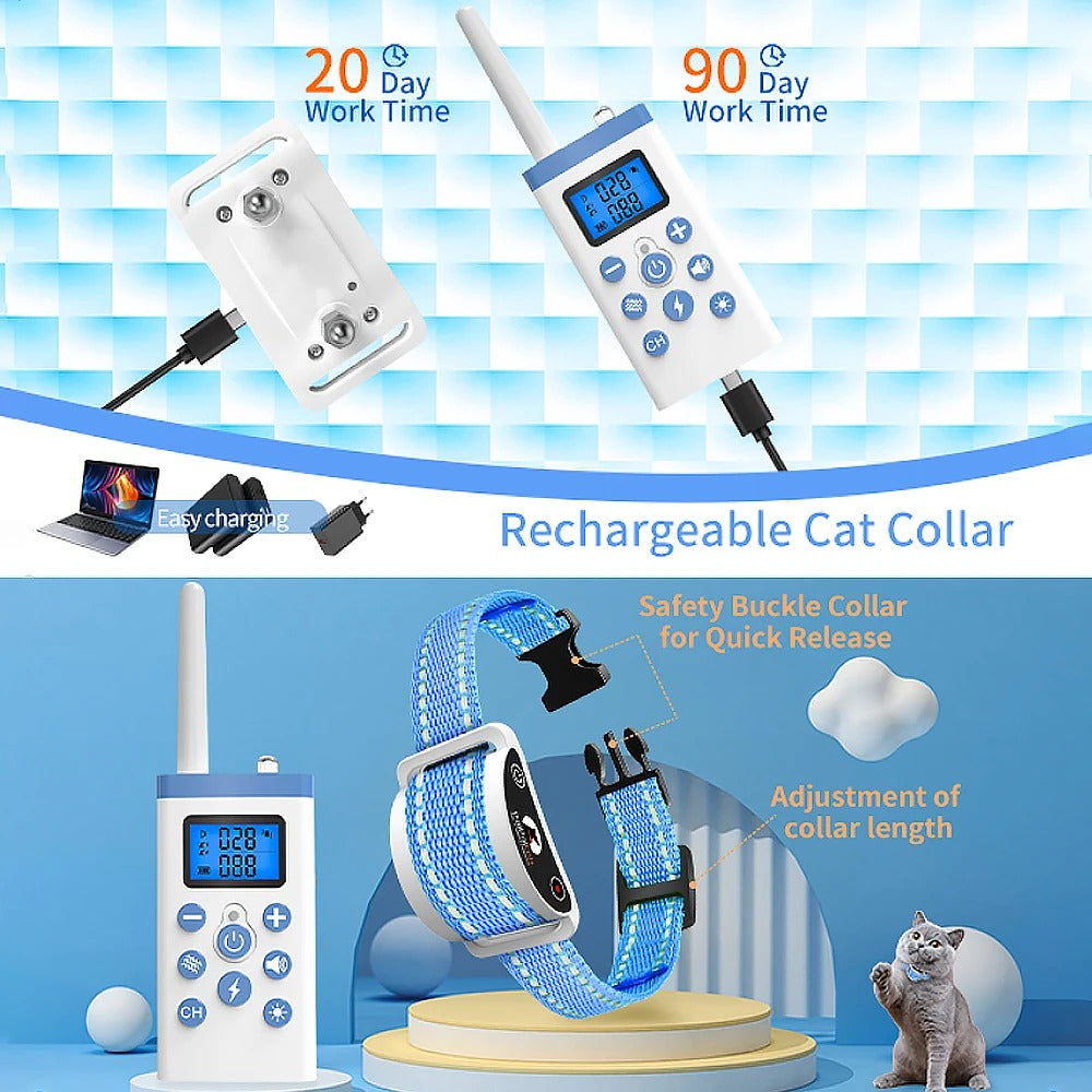 Cat Training Collar RemoteControlled Cat Shock Collar for Meow Cont