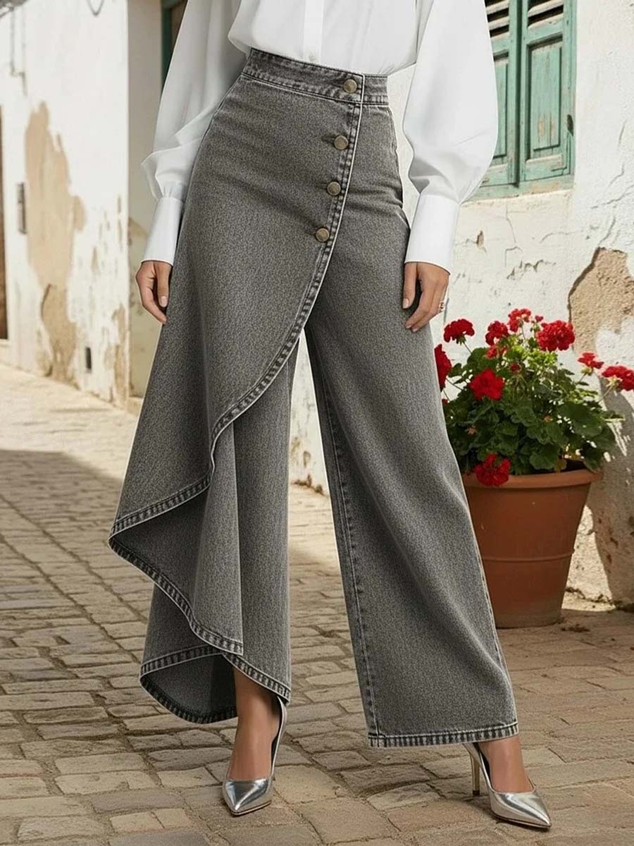 Women's High-waisted Relaxed Fit Wide-leg Jeans With A Stylish Design
