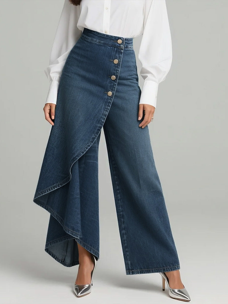 Women's High-waisted Relaxed Fit Wide-leg Jeans With A Stylish Design