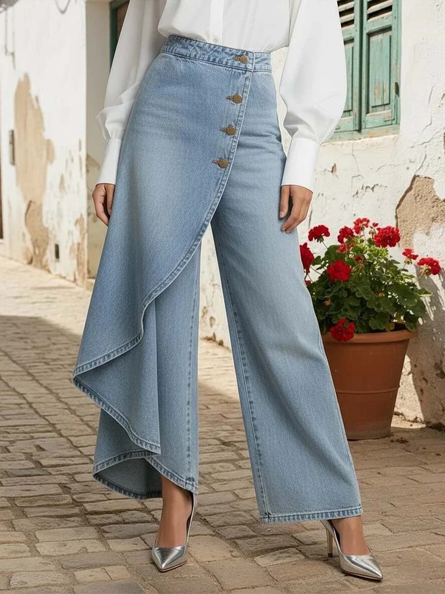 Women's High-waisted Relaxed Fit Wide-leg Jeans With A Stylish Design